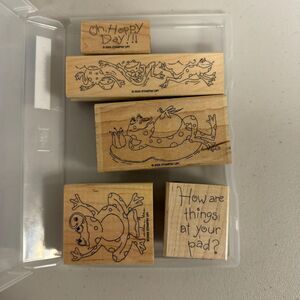 Stampin Up! Frolicking Frogs Rubber Set Scrapbook Craft Note Card Invitation